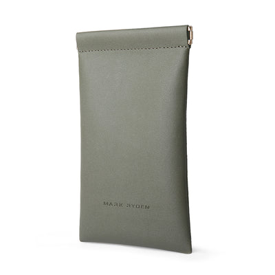Mark Ryden olive green sunglasses pouch with zipper for travel accessories