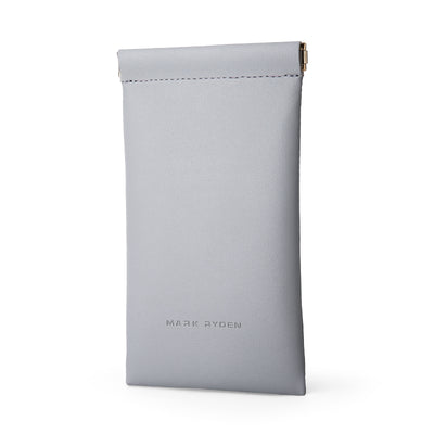 Mark Ryden Global light gray sunglasses pouch with zipper - modern travel accessory