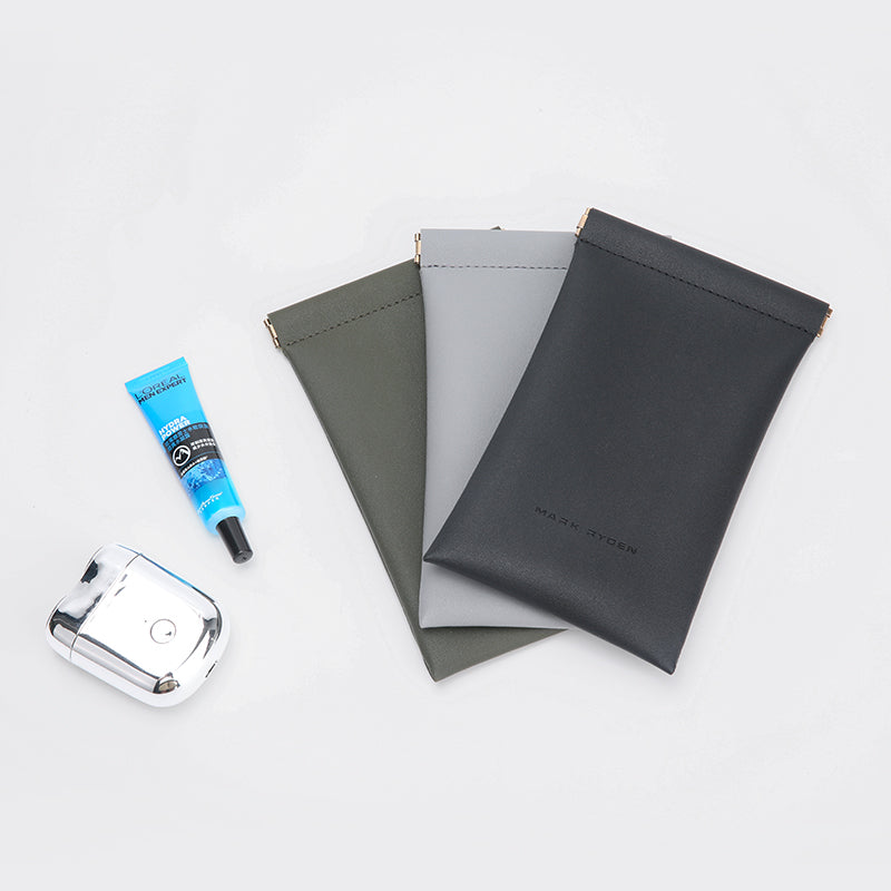 Mark Ryden sunglasses pouches in dark gray, olive, light gray - travel accessory