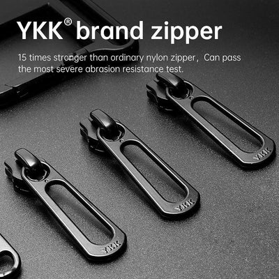 Black YKK zippers for Mark Ryden business briefcase - durable design for modern travelers