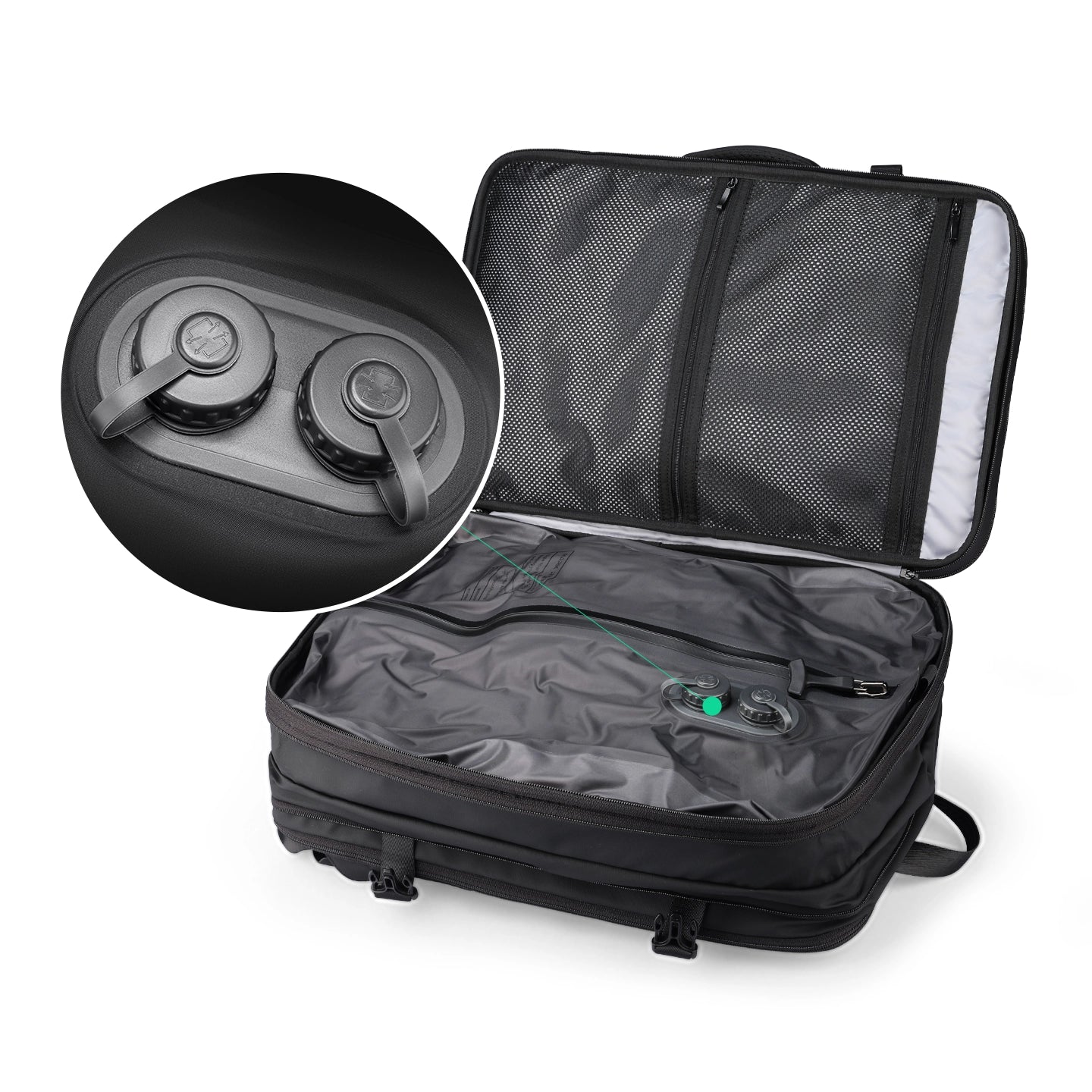 MarkRyden Global black smart-compression travel backpack with anti-theft dials | Frequent flyer essential