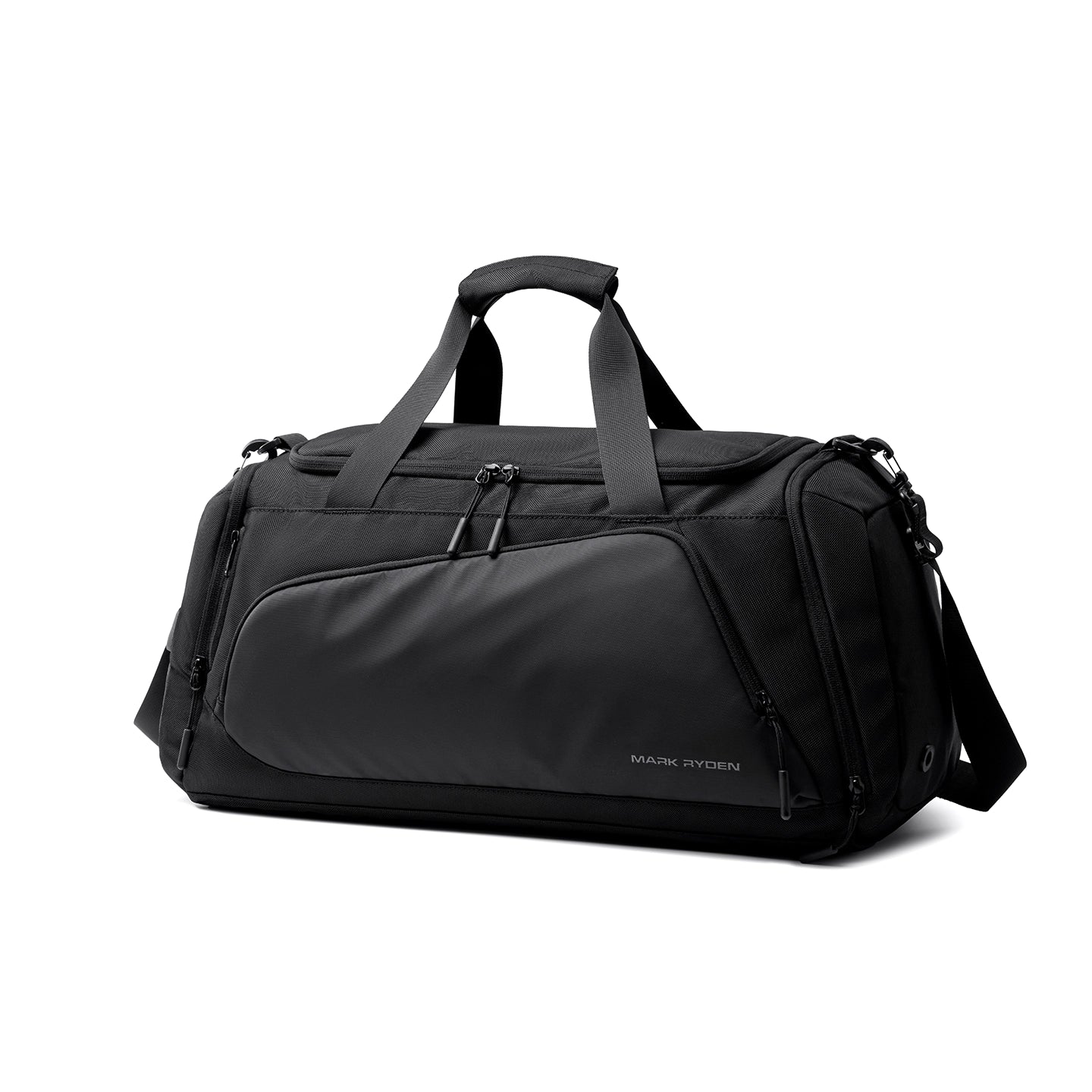 Mark Ryden Worksman II black gym travel duffel with wide-open design and shoe compartment
