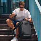 Mark Ryden Global Aegis Fortress 38L backpack opened for storage - black anti-theft design