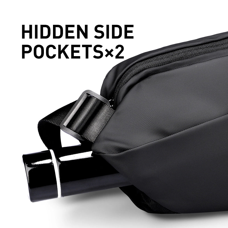 Black leather anti-theft city commuter bag with hidden side pockets ×2 - Mark Ryden Global