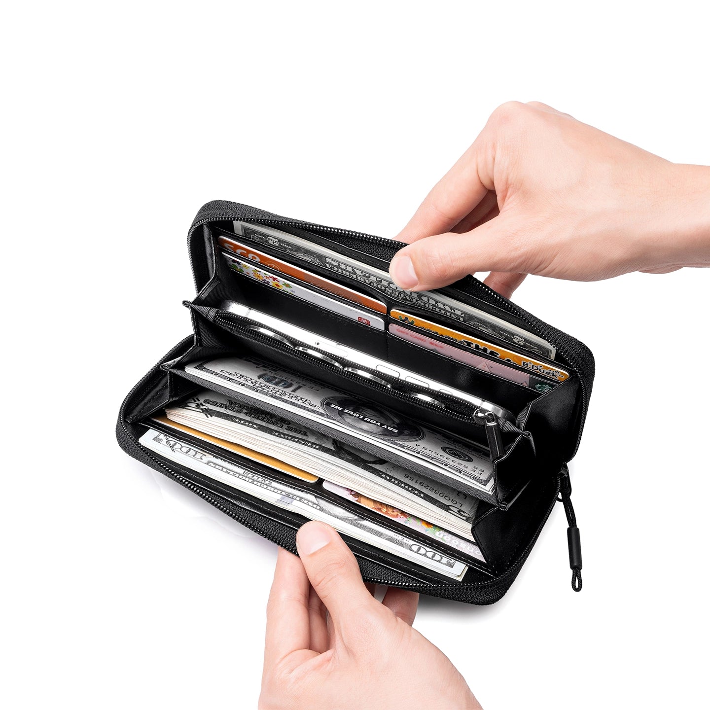 TetherZip: Wristlet Coin Wallet with Detachable Carry Strap and Inner Zipper Pocket
