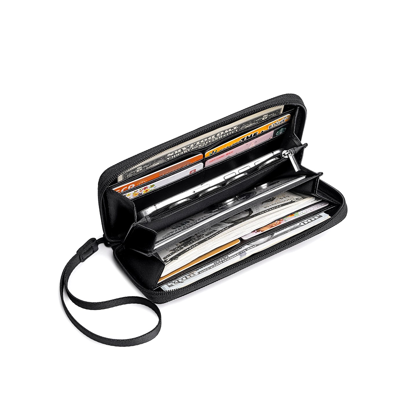 TetherZip: Wristlet Coin Wallet with Detachable Carry Strap and Inner Zipper Pocket