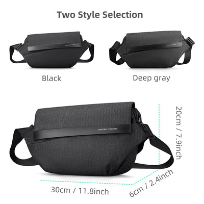 Mark Ryden Fingon II waterproof leather messenger bag, black/deep gray styles, city commuting dimensions