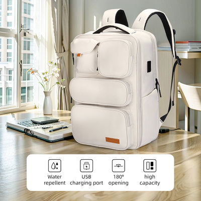 beige backpack with laptop sleeve VersaPack MR9004: Multifunctional Urban Commuter Backpack 17.3 inch Laptop