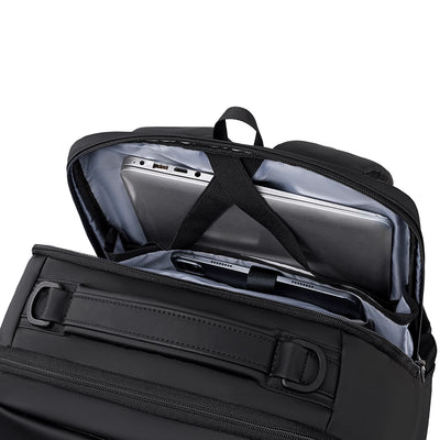MarkRyden Compacto Pro black backpack interior with laptop & phone compartments