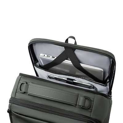 Gray Mark Ryden Compacto Pro backpack interior with tablet, phone, secure straps, large capacity