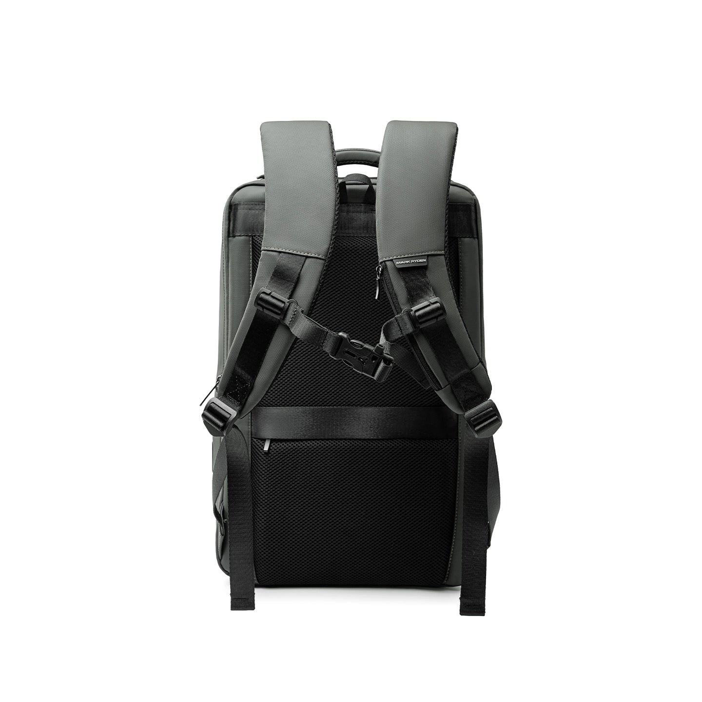 MarkRyden Compacto Pro backpack - black with gray straps, mesh back panel