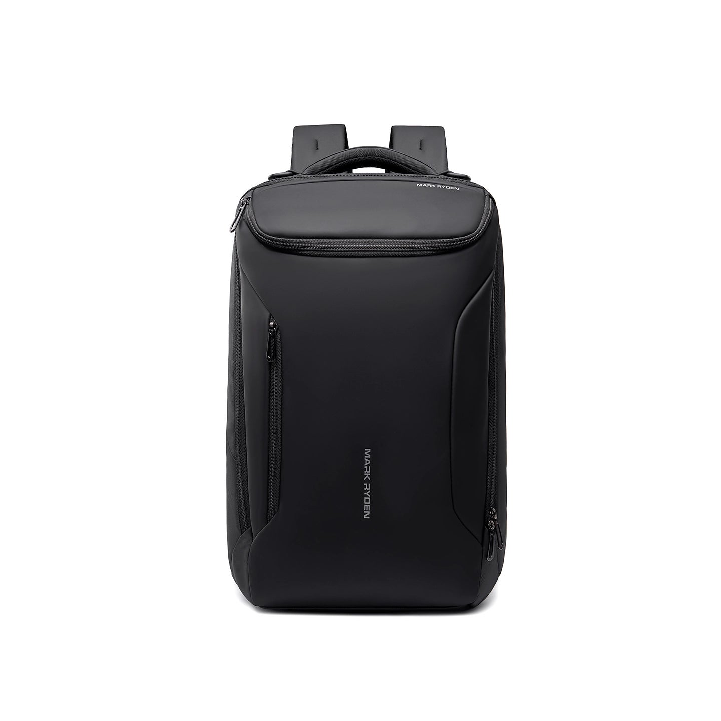 Mark Ryden Compacto Pro black futuristic backpack with multiple zippers
