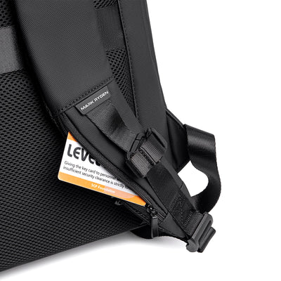 Mark Ryden Compacto Pro backpack - black mesh & fabric, zippered pocket with card, modern anti-theft travel bag