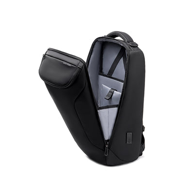 Mark Ryden Compacto Pro black futuristic daily backpack with large capacity interior