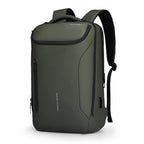 Olive green MarkRyden Compacto Pro top seller backpack with futuristic design, large capacity, multiple zippered compartments, USB charging port, and padded shoulder straps for daily use.