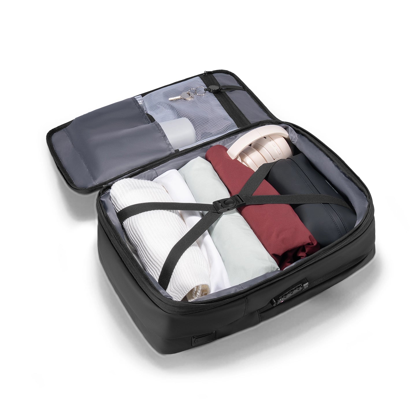 Mark Ryden anti-theft compression backpack with organized clothing, spacious design