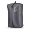 Gray VacSpace Pro self-compressing bag with zipper and control knobs for clothing organization