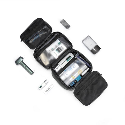 MARK RYDEN Global compact black multi-layer washbag with toiletries, large capacity