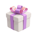 White gift box with purple ribbon and pink-purple bow - New Year gift from MarkRyden Global