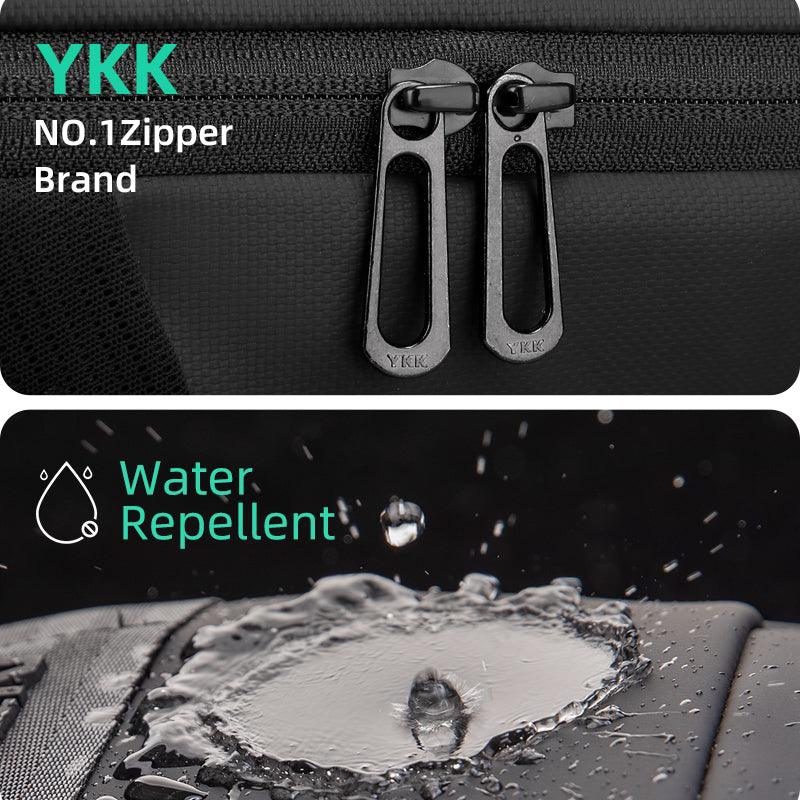 Mark Ryden Global: Black waterproof commuter bag with YKK zippers & water repellent feature