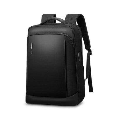 Sleek black MarkRyden dual-material anti-theft daily backpack