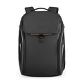 Black Mark Ryden FileMaster backpack with front flap, buckle closure, orange accent, and multiple compartments for personal belongings organization.