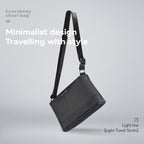 Black minimalist crossbody bag with adjustable strap - lightweight waterproof design for everyday travel