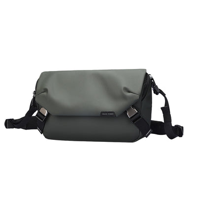 Mark Ryden Harvey multifunction gray/black leather waterproof messenger bag with adjustable straps