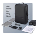MarkRyden black waterproof multi-compartment commuter backpack for daily use