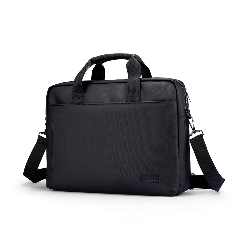 Black MarkRyden Classic IV Tech Commuter Briefcase with dual top handles and adjustable shoulder strap, designed for 14/15.6 inch laptops.