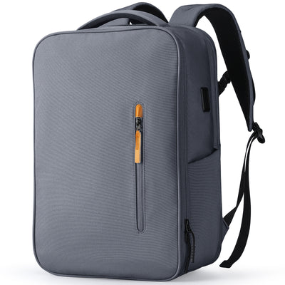 Gray anti-theft laptop backpack with USB port, Mark Ryden commuter bag