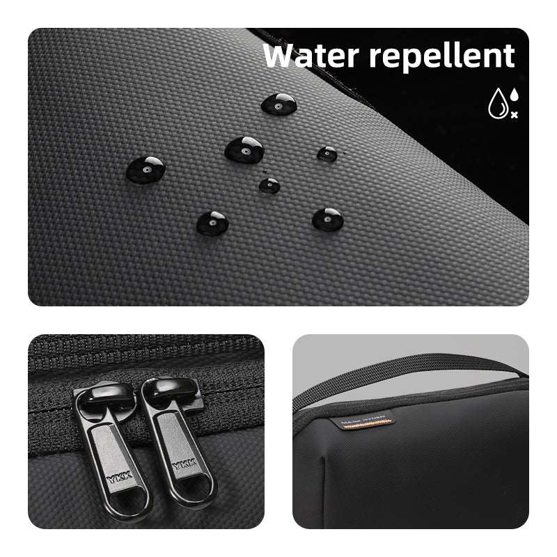Mark Ryden Global: Black waterproof storage bag with water repellent texture, YKK zippers & handle