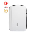 White hard-shell waterproof laptop backpack with black accents, Red Dot award & Best Seller badge by MarkRyden Global