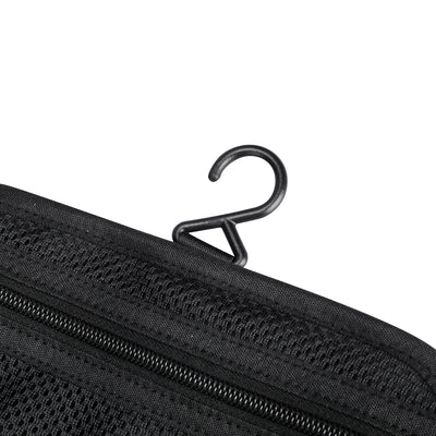 Black mesh compact travel washbag with hook attachment - MARK RYDEN Global