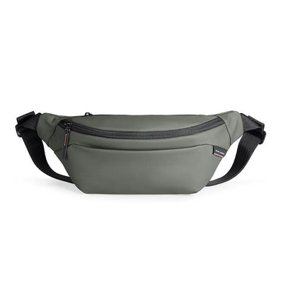 Gray Mark Ryden daily crossbody bag with black straps and zipper