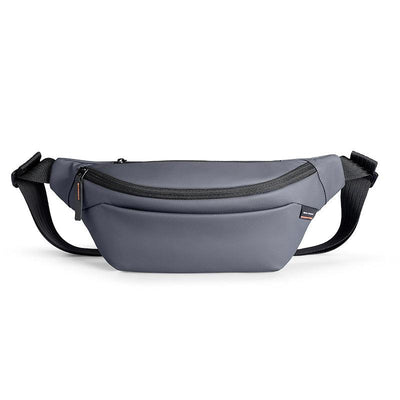 Brak Simple Fashionable Daily Crossbody Bag in slate gray with zippered front pocket and adjustable black straps