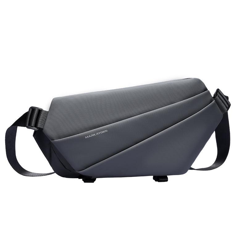 Mark Ryden gray leather messenger bag with umbrella pocket - modern anti-theft travel accessory