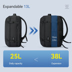 Mark Ryden Global's expandable 13L mochila backpack, compact 25L to 38L capacity