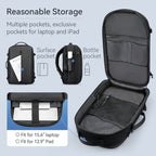 Mark Ryden Global black compact high-capacity smart USB backpack with multiple pockets for laptop and iPad